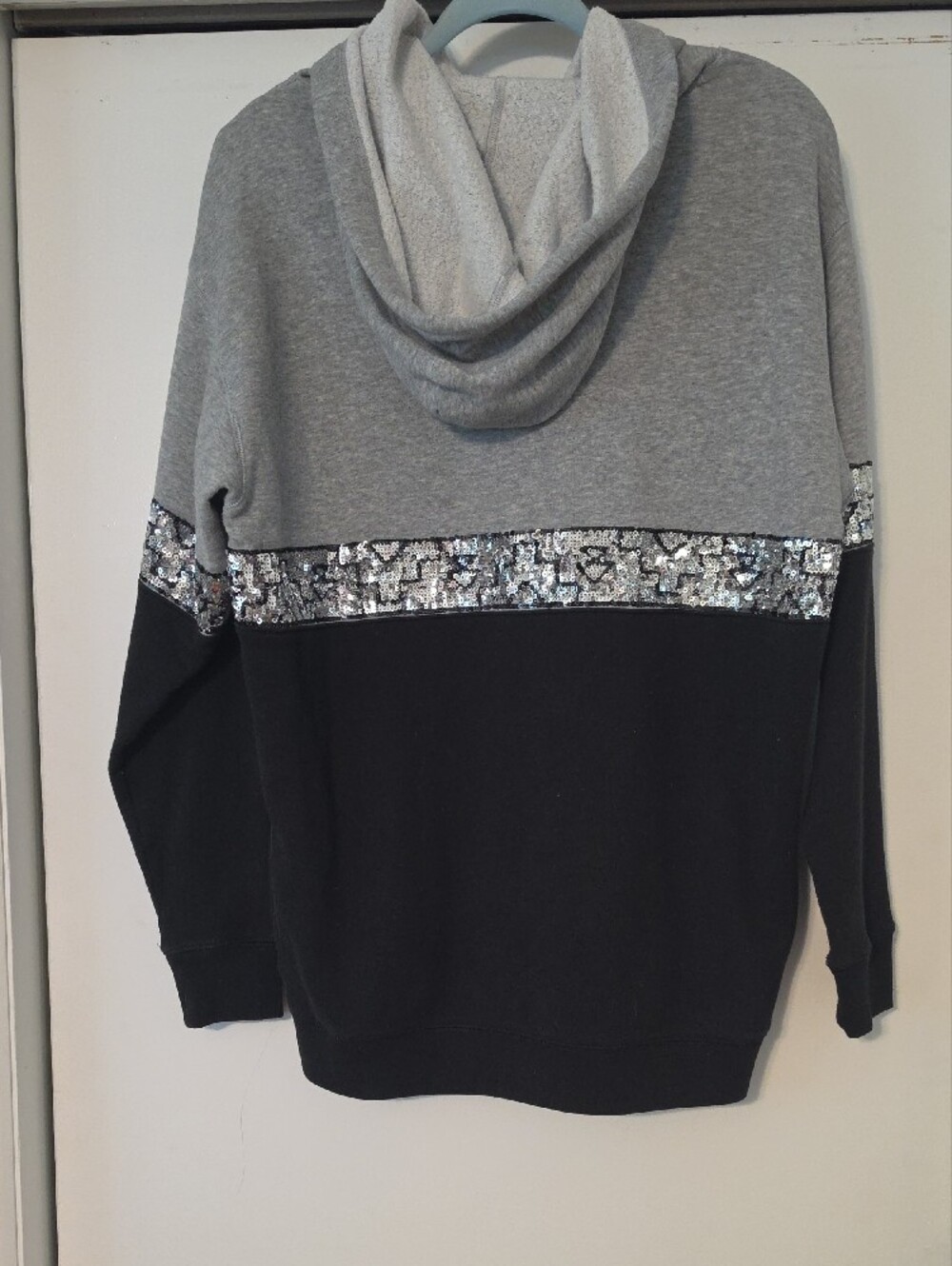 Victoria's Secret PINK Gray Hoodie with Black Logo Trim - Picture 2 of 4